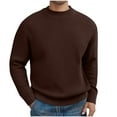 thumbnail image 3 of Stamzod Mens Sweater Solid Color Crewneck Long Sleeve Pullover Sweaters Casual Oversized Warm Sweater for Men Coffee XL, 3 of 9
