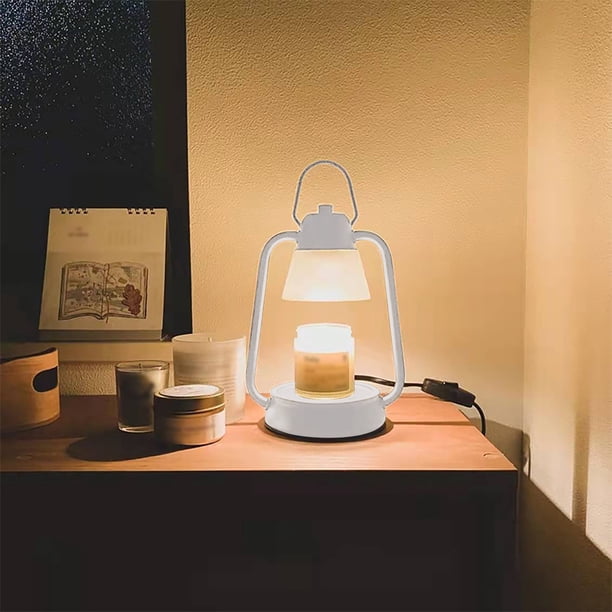 Lámpara calentadora de velas de metal | Calentador de velas regulable para cera perfumada | Lámpara de mesa sin llama que elimina olores para el hogar, la oficina y la cocina | Blanco o negro