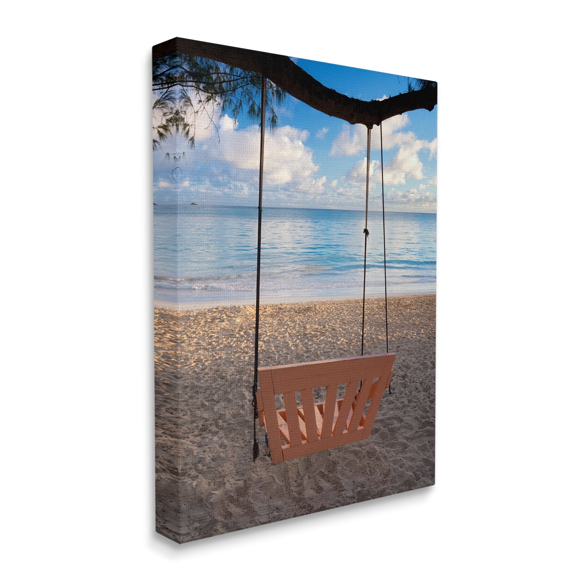 Stupell Industries Beach Swing Relaxing Shore View Coastal Photography Gallery Wrapped Canvas Print Wall Art