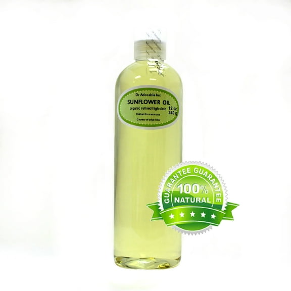 Dr Adorable - 12 oz - Sunflower Seed Oil Refined - 100% Pure Organic Cold Pressed Extra Virgin