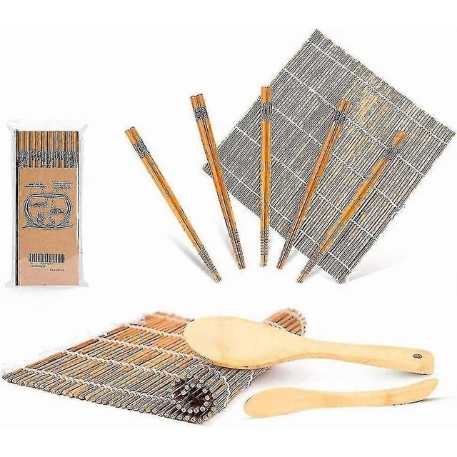 Sushi Making Kit, Including 2 Sushi Rolling Mats, 5 Pairs Of Chopsticks, 1 Paddle, 1 Spreader, Beginner Sushi Kit