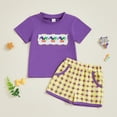 thumbnail image 2 of JUMEYU Toddler Boy Sets Summer Outfit Toddler Baby Boy Print Short Sleeve T-Shirt Shorts Set Infant Boy Clothes 2Pcs Set 12 18 Months (Purple,12-18 Months), 2 of 7