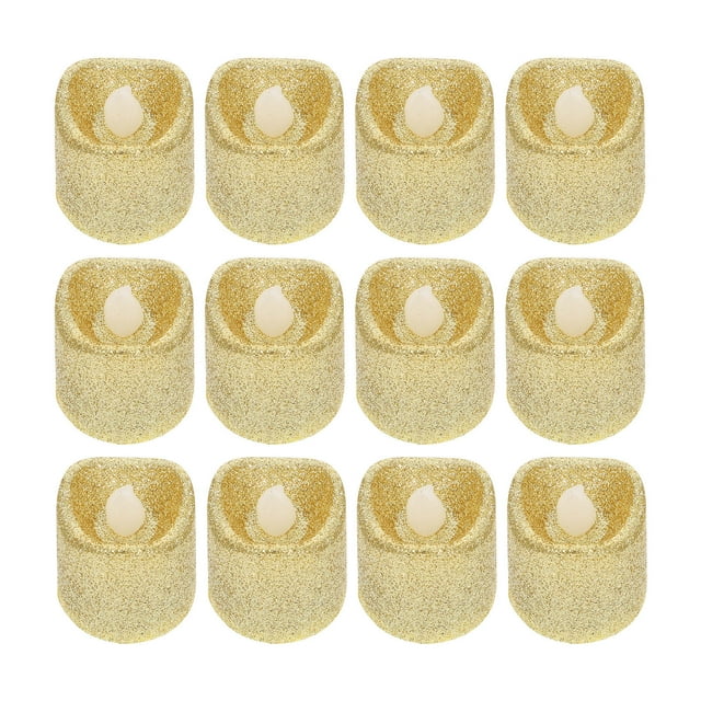 ORDDIART 24Pcs Golden Plastic Led Candle Lights For Birthday And Wedding Anniversary