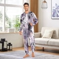 thumbnail image 5 of 1 Piece Adult Onesie Pajamas Cozy & Loose-Fit Sleepsuit Loungewear with Pockets Light Purple and Black Floral Large, 5 of 7
