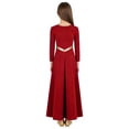 thumbnail image 2 of Hansber Kids Girls Lyrical Praise Dance Dress Metallic Color Block Liturgical Worship Full Length Church Robe Red 12, 2 of 5