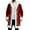 1-Red, variant on Unisex Red Leather Stylish Long Coat Christmas Santa Claus Shearling Hooded Trench Coat