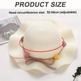 thumbnail image 2 of 50-54cm circunferencia de la cabeza verano niñas borde ondulado sombrero de paja protector solar sombrero para el sol arco bola de pelo sombrero de playa con cuerda a prueba de viento MFZFUKR BST3057362-1, 2 of 5