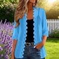 thumbnail image 2 of yoeyez Women's Chiffon Cardigan Lace Trim 3/4 Sleeve Kimono Cardigan Fashion Open Front Sheer Lightweight Cover Up Top Summer 2026 Blue,M, 2 of 7