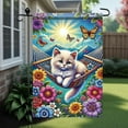 thumbnail image 2 of Welcome Spring Cat Garden Flag Spring Summer Floral Flower Garden Flag Double Sided 12 x 18 Kitty Kitten Sunflower Butterfly Yard Flag Outside Decorations Outdoor Small Decor Banner, 2 of 10