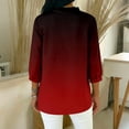 thumbnail image 4 of Ounisa 3/4 Length Sleeve Womens Tops Ruffle V Neck Cotton Linen Shirts Trendy Button Up Summer Tops Elbow Sleeve Tunic Blouse, 4 of 5