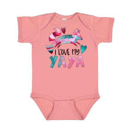 

Inktastic I Love My Yaya Pink and Blue Fox with Hearts Gift Baby Boy or Baby Girl Bodysuit