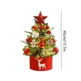 thumbnail image 3 of Neoyler Mini Christmas Tree Ornaments Decor Set Christmas Decorations Christmas Ornaments Indoor Safe PVC Needles With LED Lights Stable Base for Desktop Office Small Spaces 17.7 in Red, 3 of 6