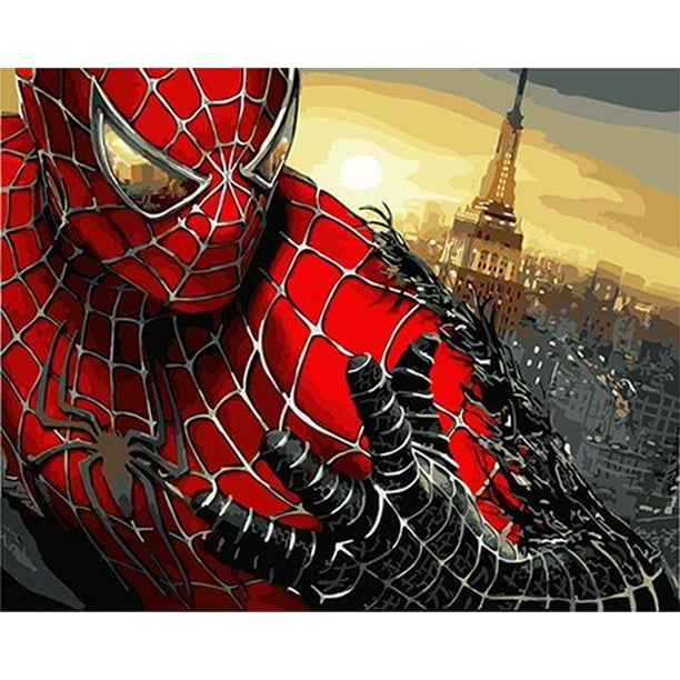 Domyart Paint By Number Acrylic Kit On Canvas For Adults Beginner Spider Man 16x20 Inch Walmart Com Walmart Com