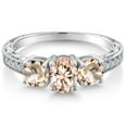 thumbnail image 3 of Gem Stone King 1.57 Ct Oval Peach Morganite 925 Sterling Silver Ring (Size 7), 3 of 6