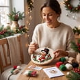 thumbnail image 5 of Christmas Needle Felting Kit, Snowman Design for Adults, 7.87 in 3D Wool Hoop Art Wall or Tabletop Display, 5 of 5