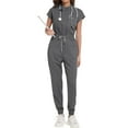 thumbnail image 2 of Stichou Scrub for Women,Scrub Sets Jumpsuit,Stretch,Loose Fit Top and Pants Set with Pockets Gray S, 2 of 4
