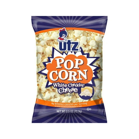 UTZ White Cheddar Cheese Flavored POPCORN, Personal Size 2.50 Oz, Value Pack of 3
