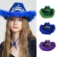 thumbnail image 4 of Cowboy Caps Western Cowgirl Hat for Womens Girl Photo Props Furry Trims Caps, 4 of 15