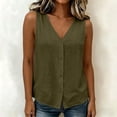 thumbnail image 5 of Noric Women's Sleeveless Button Up Tank Tops Summer V Neck Casual Solid Color Loose Fit Blouse, 5 of 6