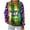 #001-Green, variant on Craaazy Mardi Gras Long Sleeve Shirts for Women Casual Round Neck Carnival Tops Gifts