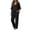 #0157-Black, variant on Linen Sets for Women 2 Piece V Neck Bubble Sleeve Top Drawstring Elastic Waist Wide Leg Pants Casual Summer Beach Vacation Matching Outfits