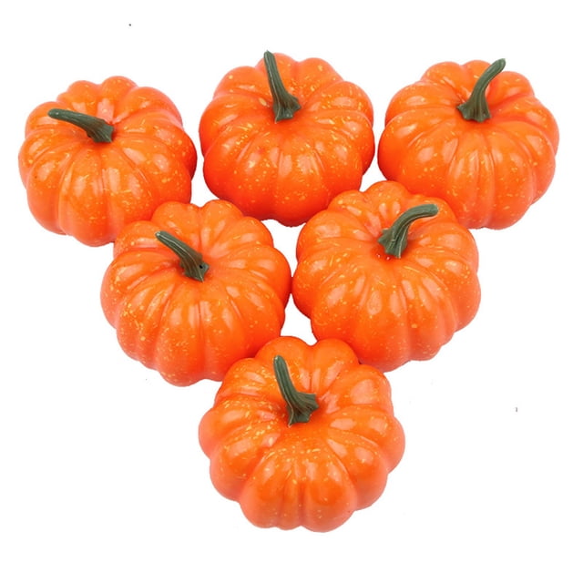 Fiudx Calabazas Artificiales En Miniatura, Hechas de Espuma, Textura Realista, Duraderas E Imputrescibles, Perfectas para Decoración de Otoño, Fiestas de Halloween y Acción de Gracias. Juego de 6 Pie