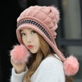 thumbnail image 3 of Prolriy Beanie for Women Hat Fashion Wool Hats Women Keep Winter with Hair Hemming Knitted Warm Baseball Caps Wool Beanie Winter Hats for Women Pink, 3 of 3
