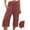 Wine, variant on SMihono Women's Loose Shrink Wide Leg Pants High Waisted Straight Pants Sports Outdoors Dressy Slim Fit Sports Pants Capris Army Green 4