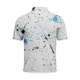 thumbnail image 4 of Dolkfu Gray Summer Tops Short Sleeve Button Collared Refreshing Tops Artistic Patchwork Geometric Polos Gray,S, 4 of 5