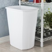 Sterilite Large Kitchen Trash Can, 10 Gallon Plastic Garbage Bin with No Lid, White