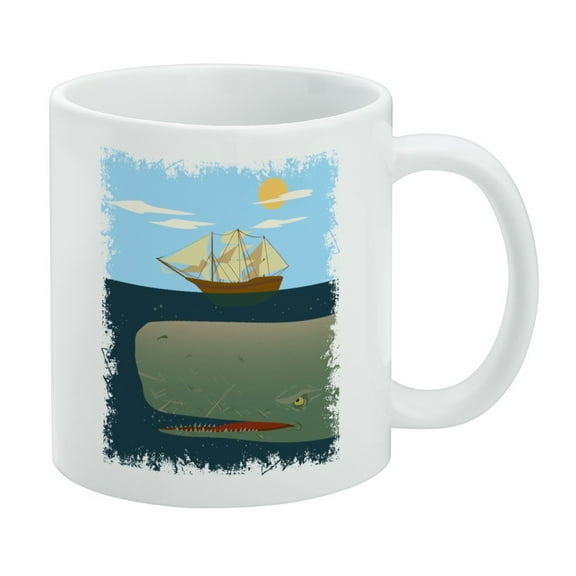 Sperm Whale Under Ship White Mug