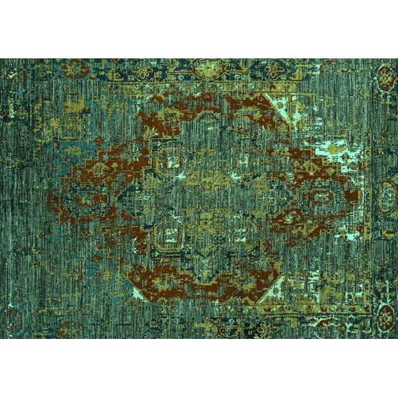 Ahgly Company Machine Washable Indoor Rectangle Persian Turquoise Blue Traditional Area Rugs, 2' x 5'