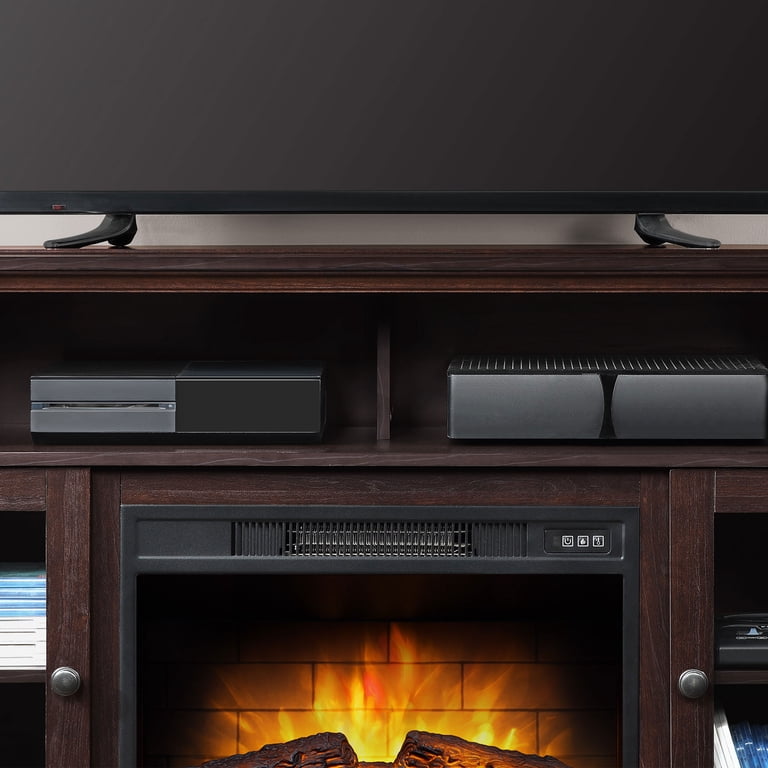 Whalen Barston Media Fireplace TV Stand for TVs up to 55”, Cherry Brown  Finish - Walmart.com