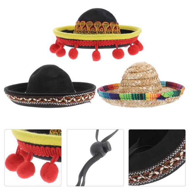 IFANTNG Gorro para mascotas, 3 piezas, estilo mexicano, disfraz para gatos y perros