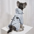 thumbnail image 4 of Chubasquero para perro, chaqueta impermeable ajustable para exteriores, impermeable, con patas, chaqueta para cachorro repelente al agua con rayas reflectantes largas para perros pequeños y medianos, 4 of 5