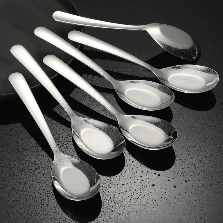Hammered Dinner Spoons Set of 6, E-far 7.9 Inch Stainless Steel Soup Spoons  Tablespoons for Home, Kitchen or Restaurant, Non-toxic & Mirror Polished