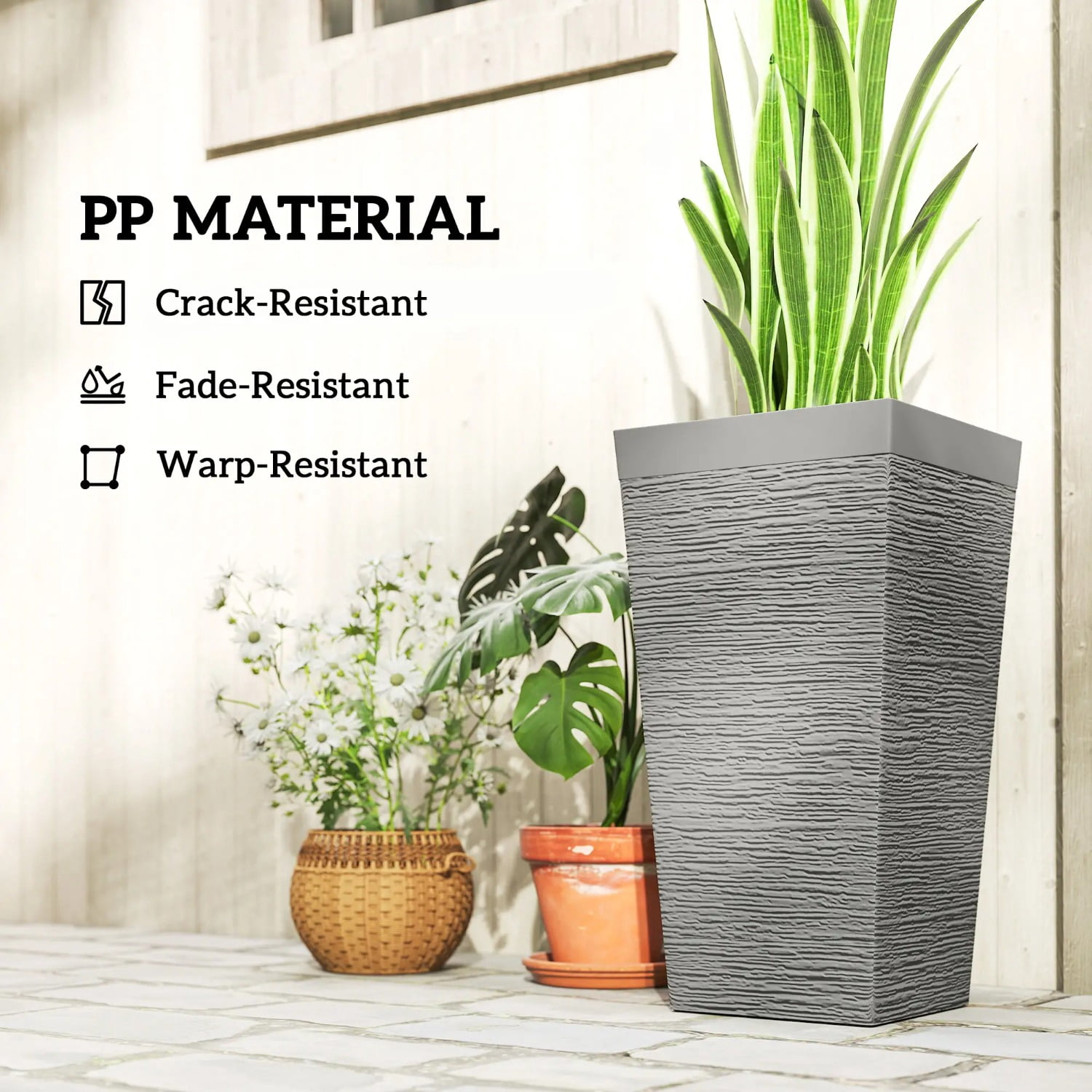Set of 3 Plastic Flower Pots