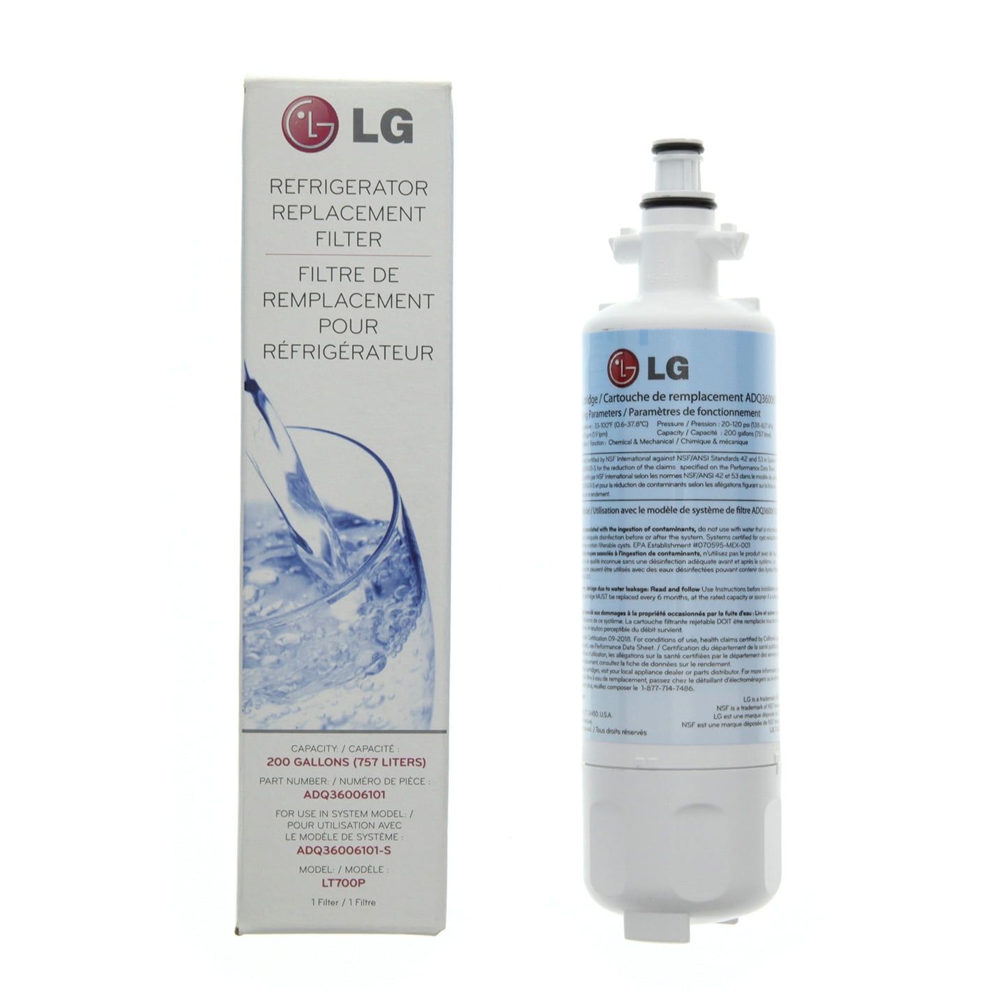 LG LT700P Water Filter for LG Refrigerators - Walmart.com
