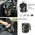 thumbnail image 4 of Jeiento Skull Car Front Seat Covers Set Steering Wheel Cover Seat Belt Pads Armrest Pad Rose Trash Bin Air Vent Bag Rear View Mirror Cover Coasters Keychain Auto Accessories Set of 12, 4 of 9