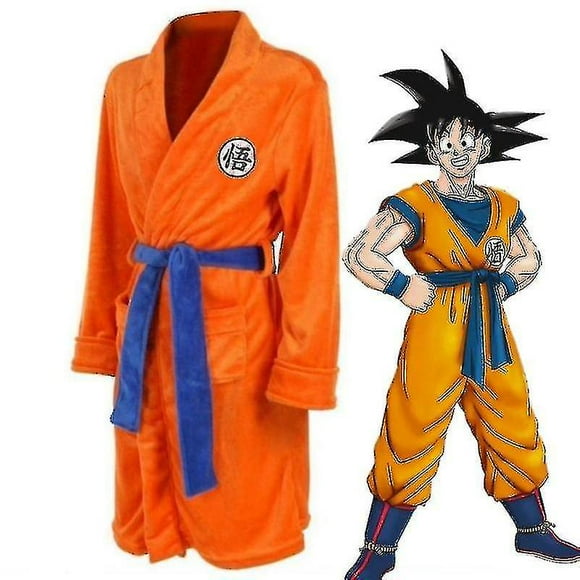 Cartoon Anime Cosplay Dragon Ball Son Goku Fleece Thick Bathrobe Thermal Nightgown Young Couple Home Suit