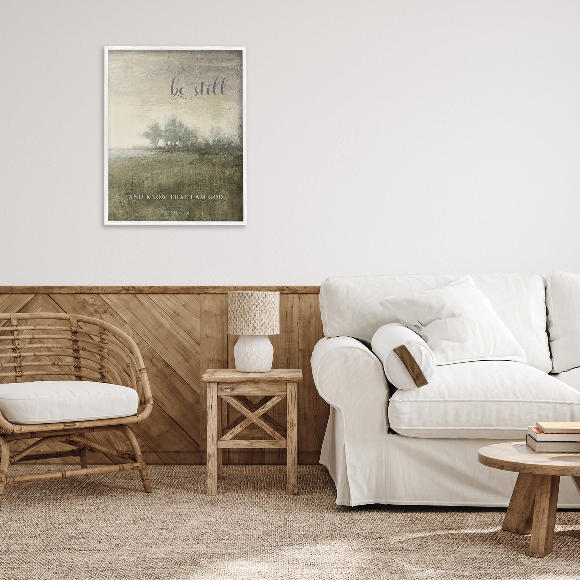 Stupell Industries Be Still Psalm 46:10 White Framed Giclee Art, design by Michael Marcon