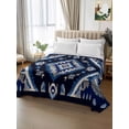 thumbnail image 2 of Boho Navy Blue Grey Twim Size Flat Sheet, Wrinkleproof & Fadeproof Cooling Flat Bed Sheet Only, Ethnic Geometric Southwestern Vintage Breathable Soft Bedding Top Sheets 66 x 96 Inches, 2 of 8