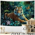 thumbnail image 4 of Nature Forest Tapestry, Tiger Animal in Jungle Tapestry Wall Hanging, Trees Scenery Landscape Tapestries for Bedroom Living Room Dorm, 60X40IN, 4 of 5