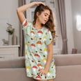 thumbnail image 6 of Salouo Mushroom Bee Print Short Sleeve Sleepshirt for Womens Comfy Nightgown Scoopneck Cute Nightdress Ruffle -Large, 6 of 7