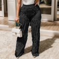 thumbnail image 2 of YDLCAFD Women Solid Color Mesh Wavy Pattern Wide Leg Ruffled Elastic High Waist Fashionable And Comfortable Trousers Pants, 2 of 9