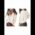 thumbnail image 2 of Suéteres de Otoño con Cuello en V y Encaje para Mujer, Suéteres Holgados de Punto de Larga y Ligeros A , Tops Tipo Jersey XXL, 2 of 5