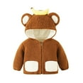 thumbnail image 2 of Godderr Toddler Baby Girls Boys Fleece Hooded Jacket Kids Zip Up Coat Winter Warm Bear Ear Cute Jackets Newborn Autumn Winter Outerwear for 4M-5Y, 2 of 7