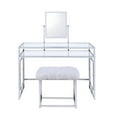 thumbnail image 4 of ACME Josh Vanity Table, Mirror, and Stool in White and Chrome, 4 of 12