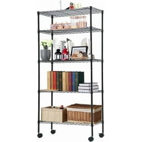 YRLLENSDAN Heavy Duty Garage Metal Shelving Units, 1100lbs Capacity 60"H 5 Tier Wire Storage Shelves with Wheels Adjustable Garage Shelves Storage Rack for Home Layer Shelves for Kitchen