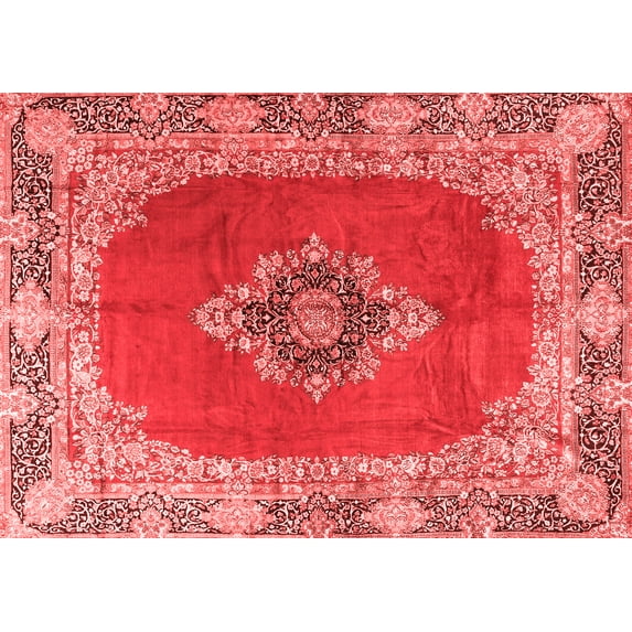 Ahgly Company Indoor Rectangle Medallion Red Traditional Area Rugs, 8' x 10'